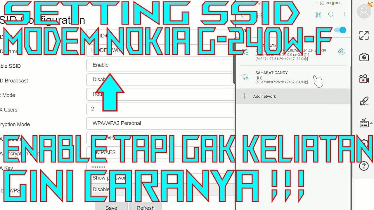 CARA SETTING SSID MODEM NOKIA G-240W-F, MEMBUAT HIDDEN WIFI | NETWORK TUTORIAL