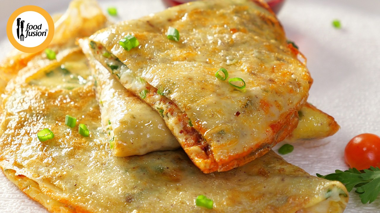 Cheese Chilli Crispy Omelette Recipe By Food Fusion