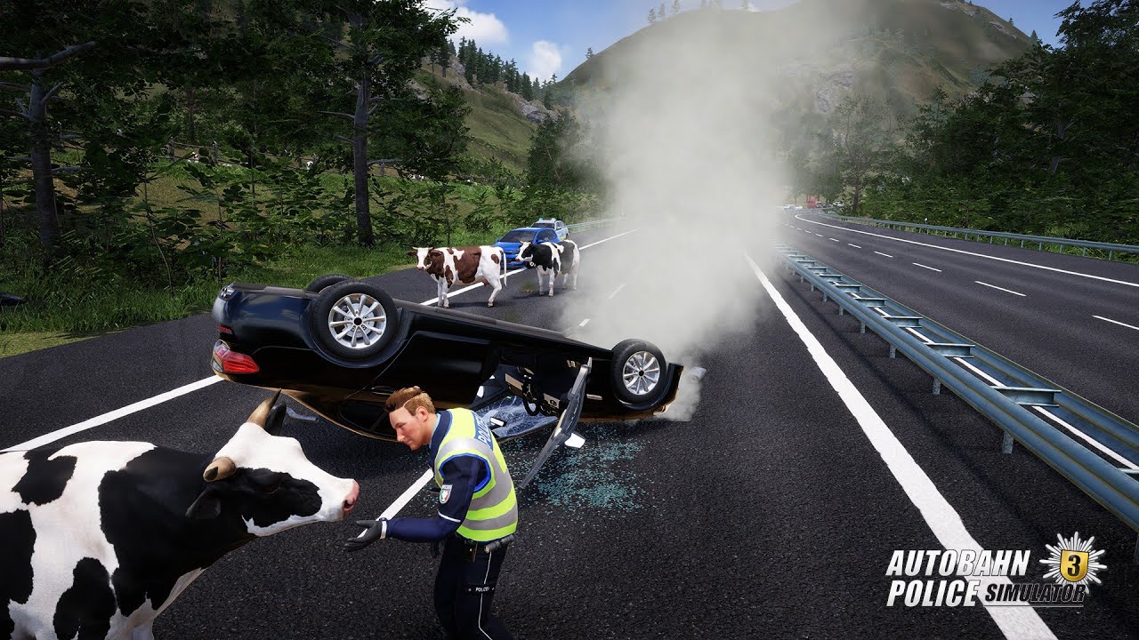 Autobahn Police Simulator 3/АВАРИЯ С КОРОВАМИ/Прохождение#1