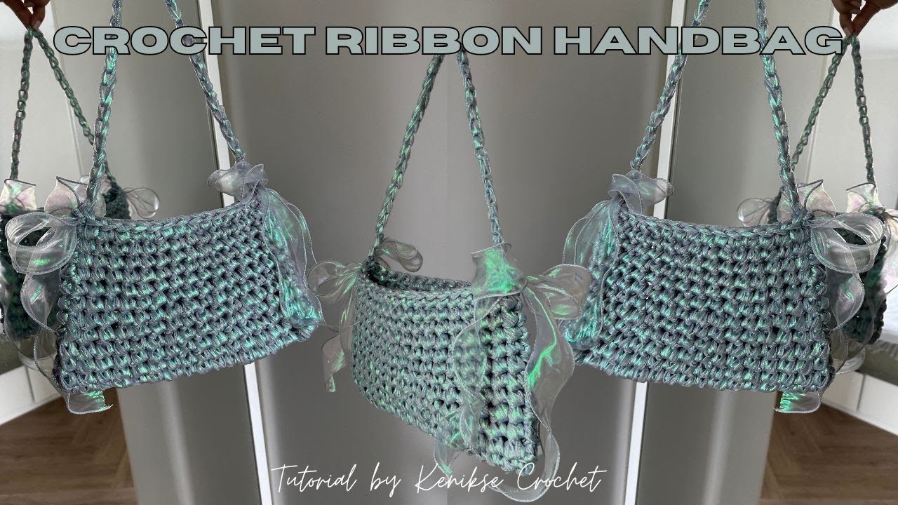 Crochet ribbon handbag tutorial I How to crochet handbag I Kenikse Crochet