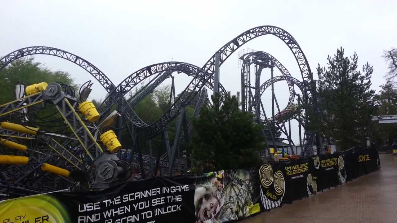 The Smiler - World first 14 looping roller coaster - complete ride