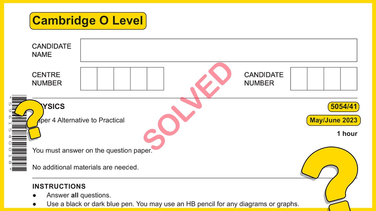 O level Physics 5054 May/June 2023 Paper 41 SOLVED!!