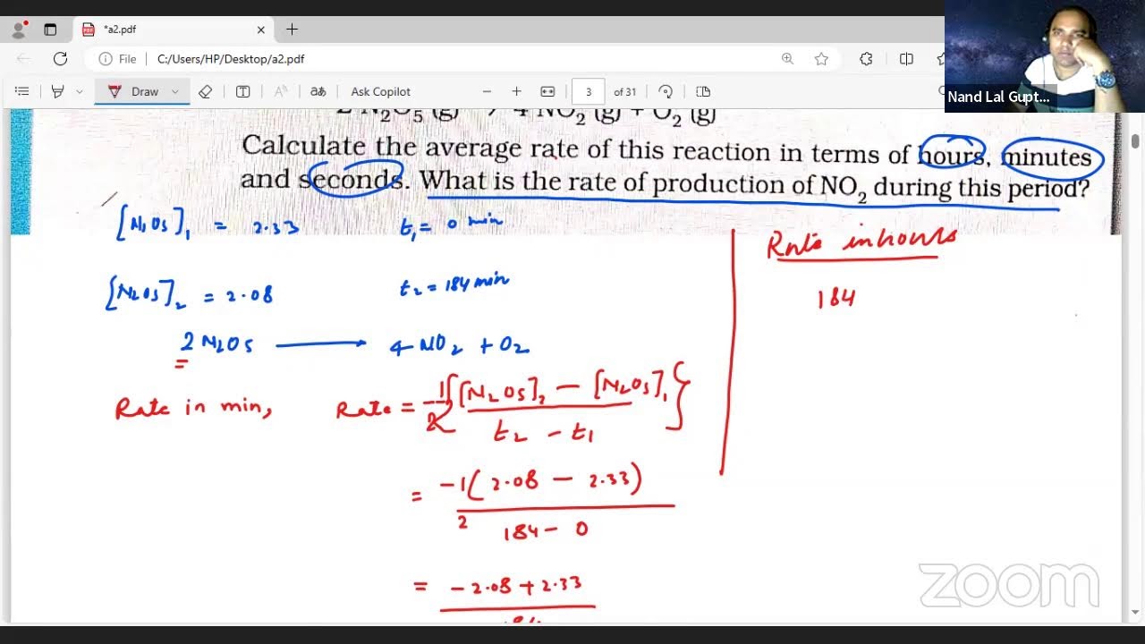 Rate of reaction and problems on it