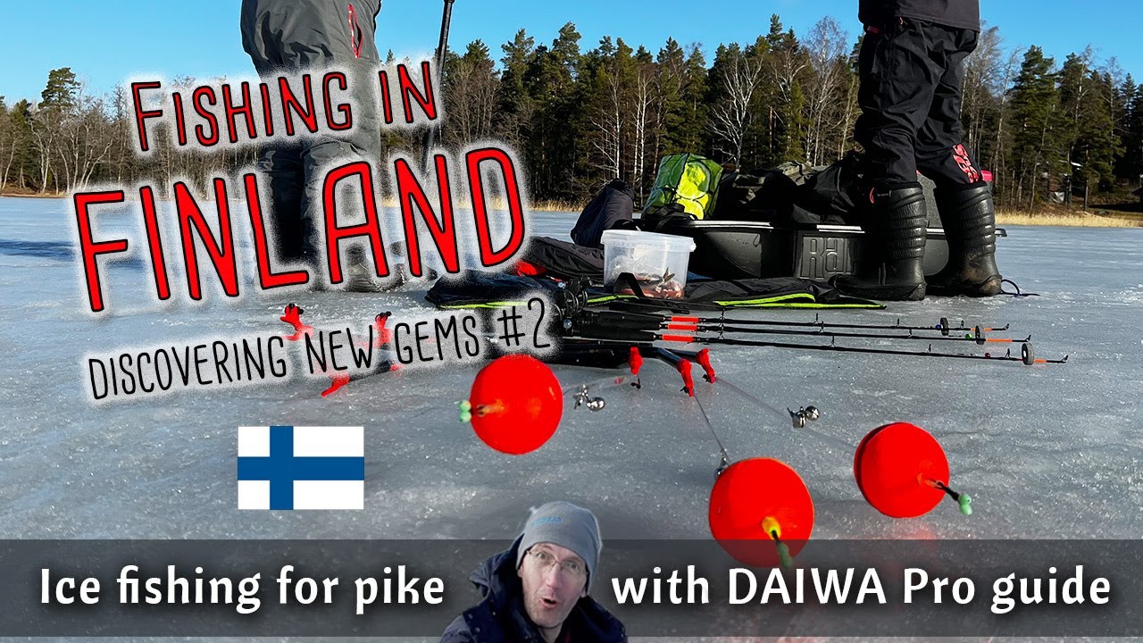 ICE FISHING in FINLAND with DAIWA Pro guide | One meter long pike | Lite-Flite auger, mormyshka jig