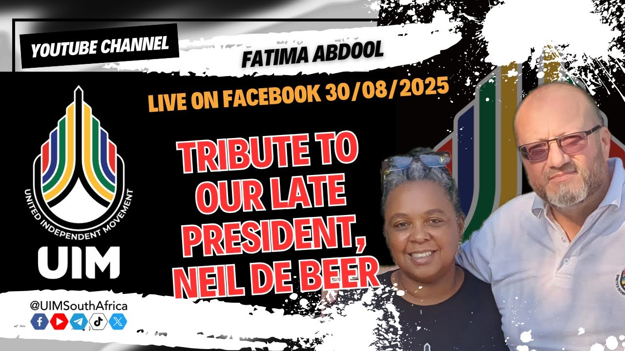 #UIM VP Fatima Abdool #live on #Facebook: Tribute to our late President, Neil de Beer