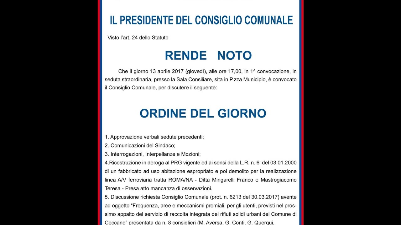 Comune di Ceccano - Consiglio Comunale del 13/04/2017