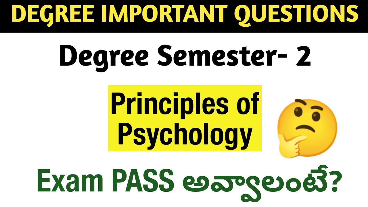 Degree Semester 2 - Principles of Psychology Most Important Questions How to PASS Degree Exams 2026