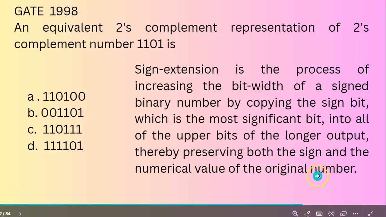 GATE CSE Lecture series  - GATE questions on one's 1's complement -  Two's 2's complement