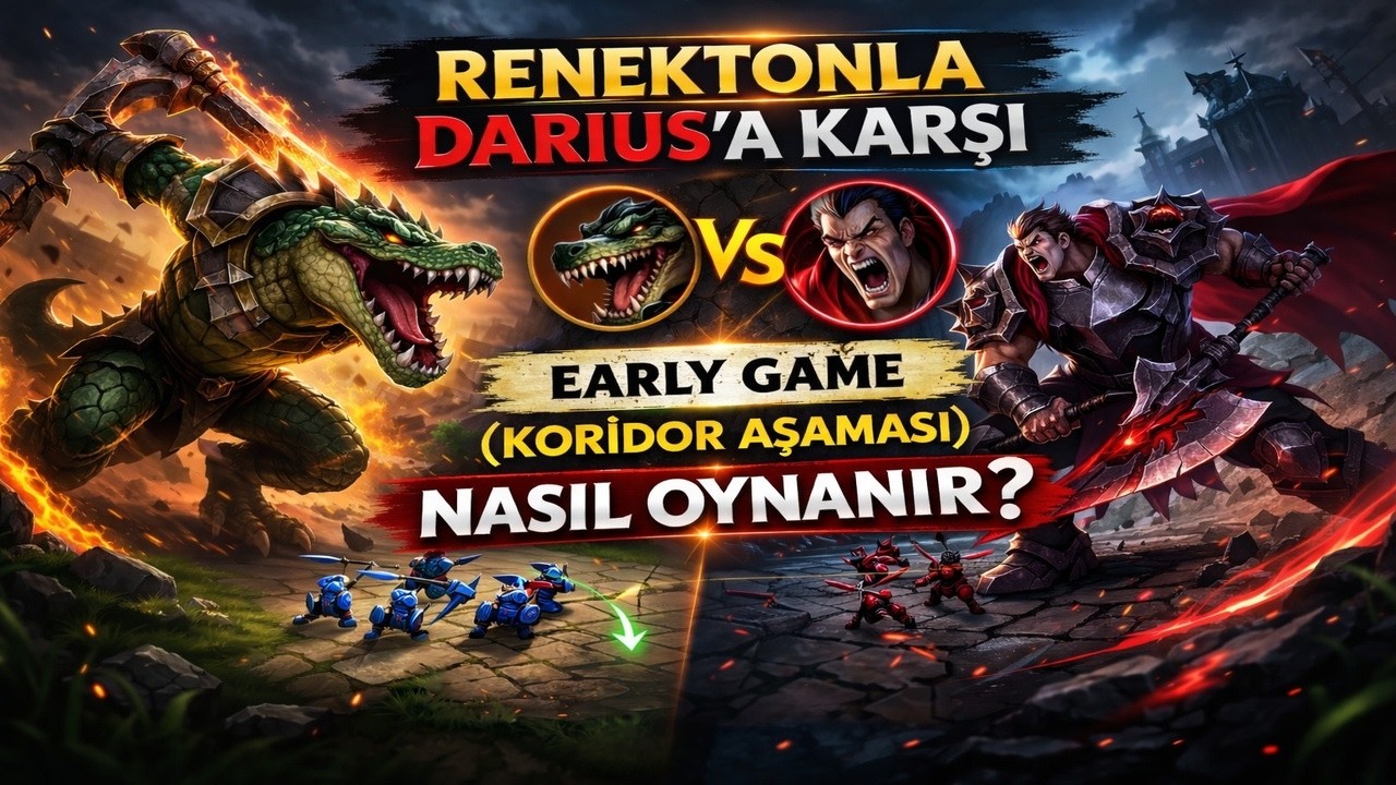 Renektonla Darius'a Karşı Koridor Aşaması Nasıl Oynanır? Renekton vs Darius Early Game| Wild Rift