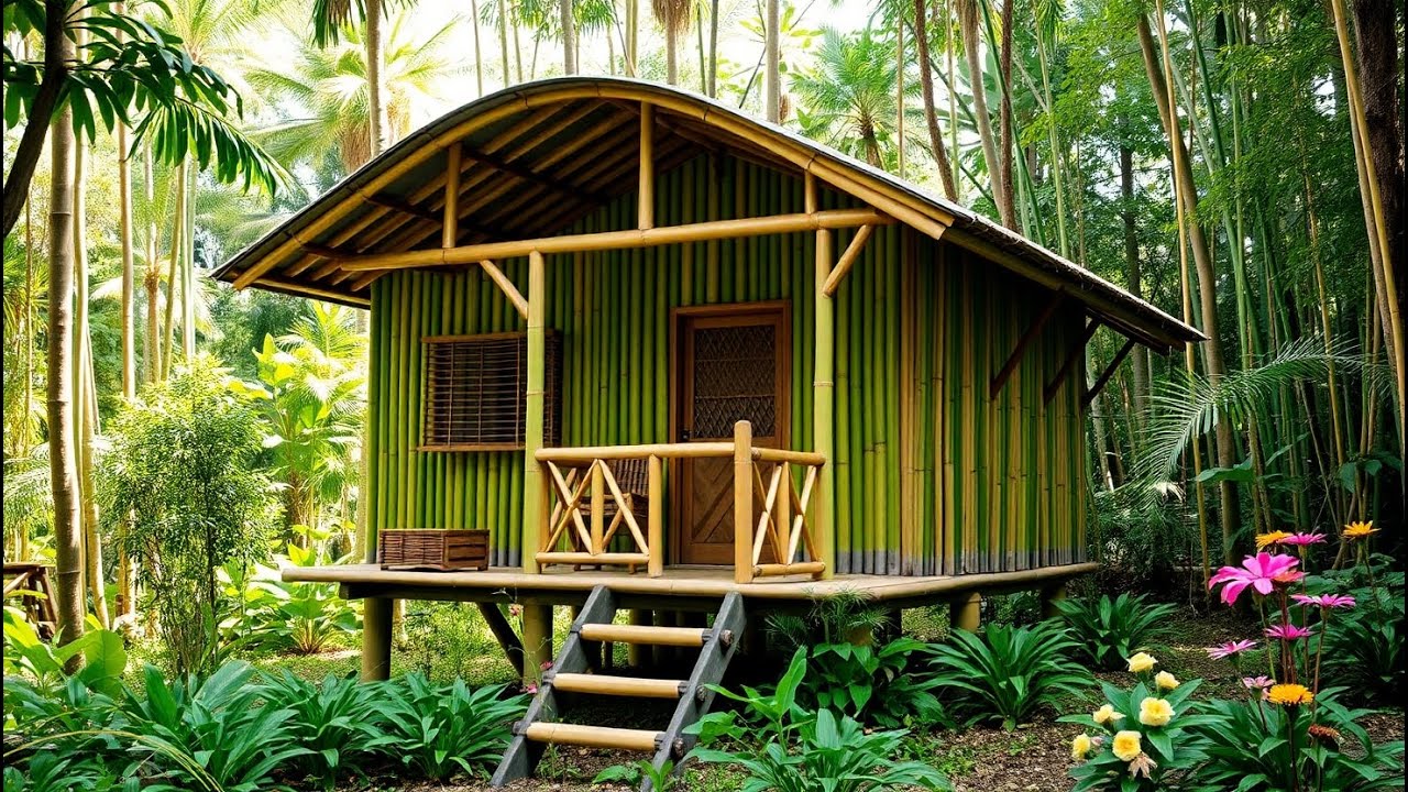 Alone in The Deep Forest, Making a Shelter out of Bamboo...