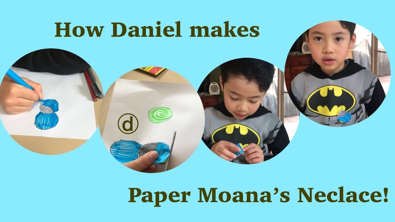 Daniel makes paper Moana’s necklace | Craft by 7 year old!