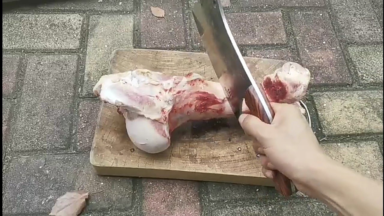 super heard HIGH CARBON clad steel handmade bone shopper full tang large kitchen knife