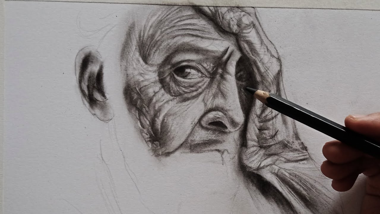 Menggambar Potret Laki-laki Tua | Realistic Speed Drawing 