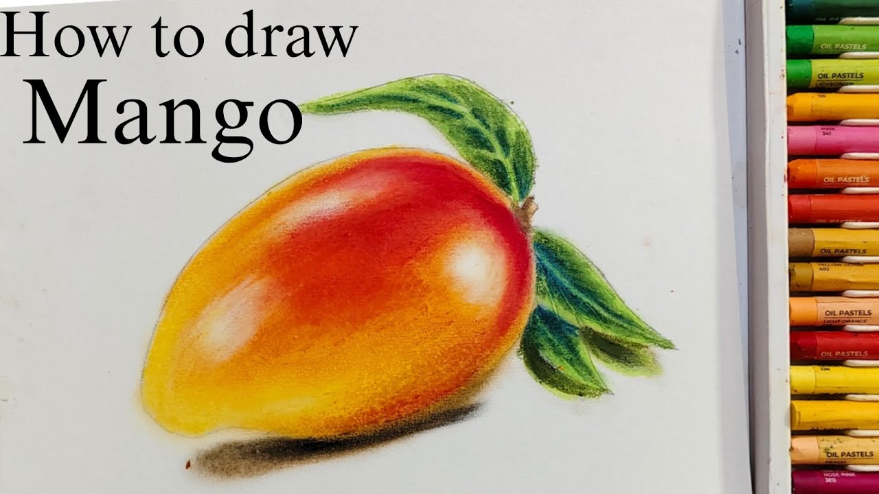 How to draw Mango | oil pastels| beginners| Fruits drawing