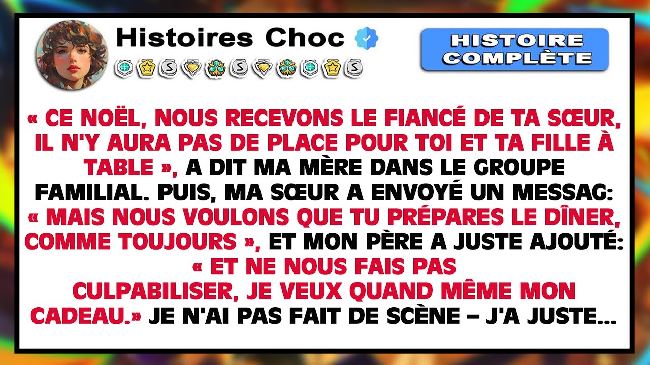 Ma famille dit qu'il n'y a pas de place pour ma fille et moi à Noël. Ils ont eu l'audace de…