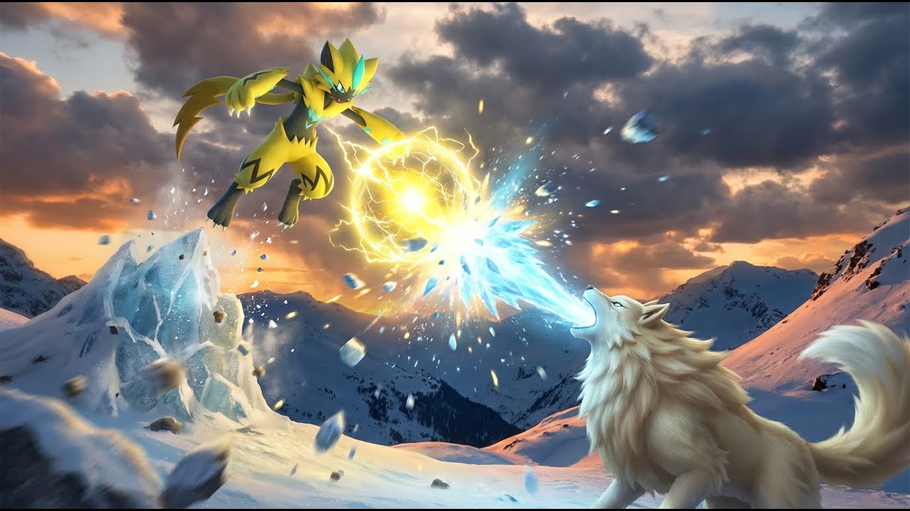 Real Life Pokemon fight Zeraora vs Mylomute vs Arcanine,  Electric-type Mythical Pokémon