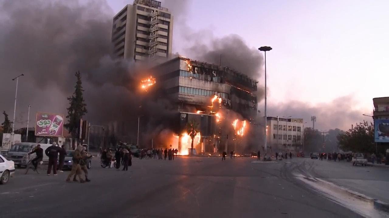 Buildings in Damascus set on fire as suspected Israeli strikes hit Syrian capital