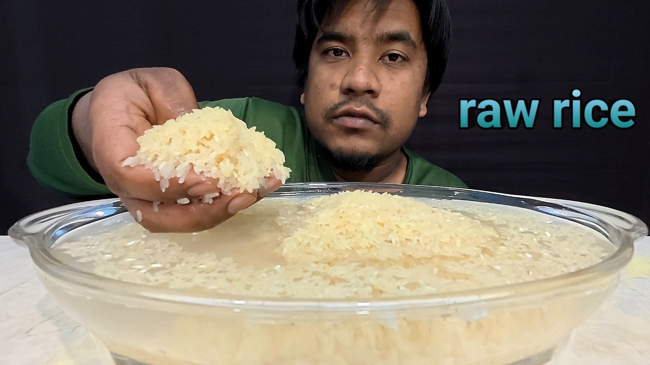 HARD RAW RICE & WATER EATING 😋 WITH HANDS ✋️ | RAW RICE ASMR MUKBANG | RAW RICE EATING