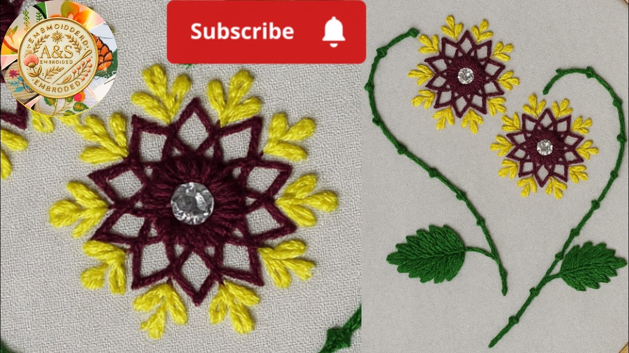 Simple Yet Stunning Flower & Leaf Embroidery Design | Day 17 Thread Art Challenge 