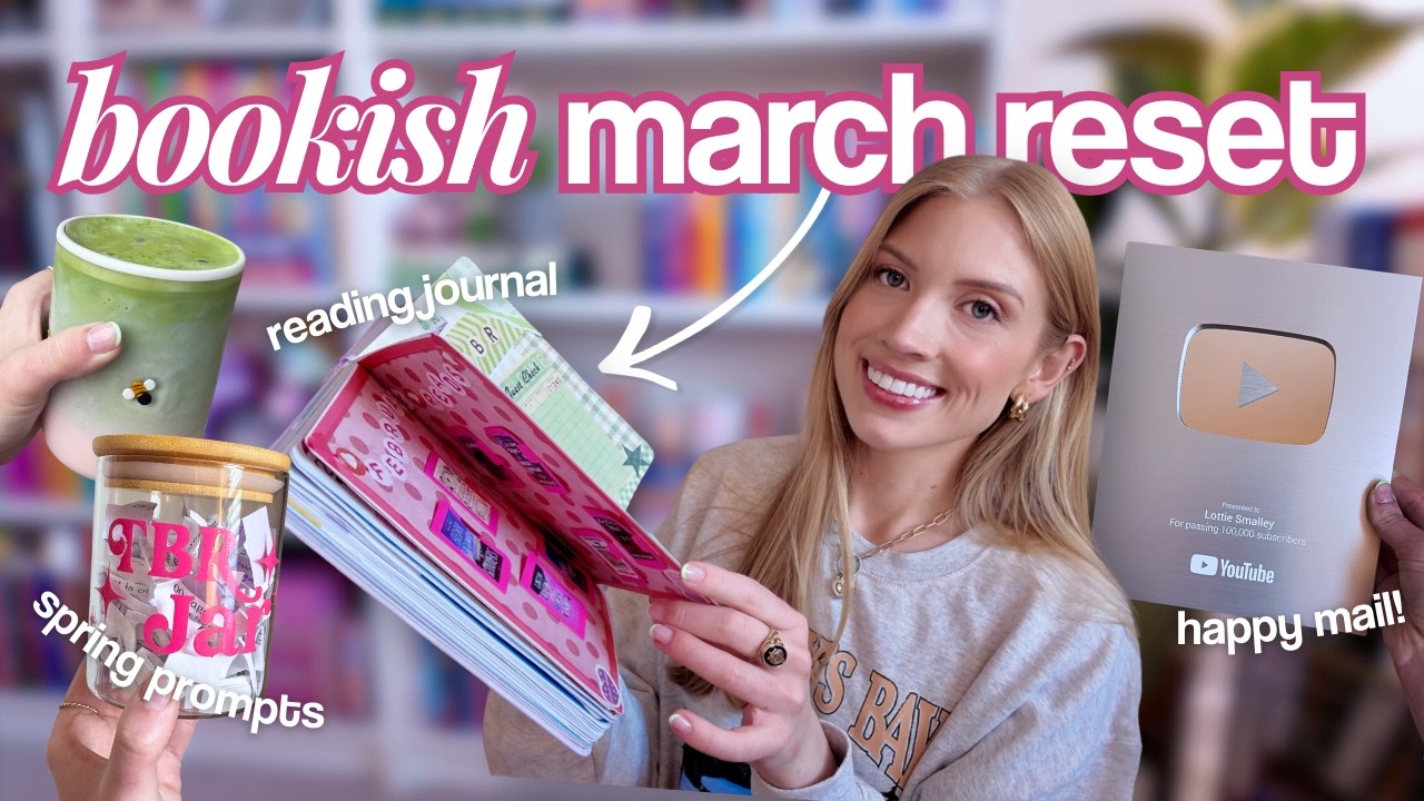 let's do march prep 🌼 reading journal, 100k plaque, & bookshelf organization!