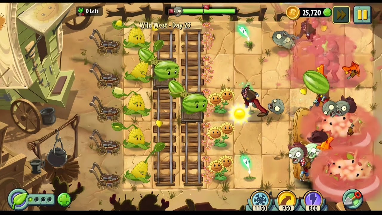 Help me clear this Level who is pro player here?🙂 PVZ mini games Wild West Day(23) difficult 