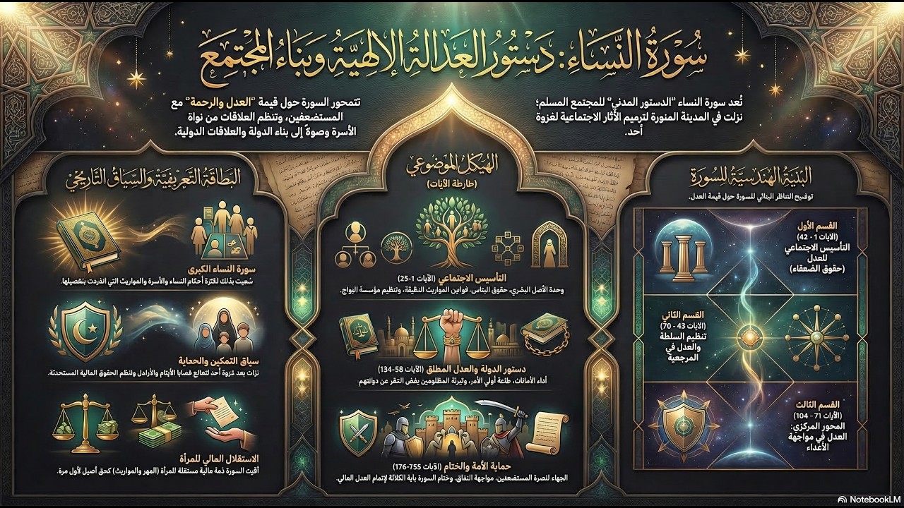 لماذا سميت بسورة النساء؟ خريطة ذهنية لتدبر الآيات والأحكام بسهولة. حقوق المرأة والأسرة في القرآن