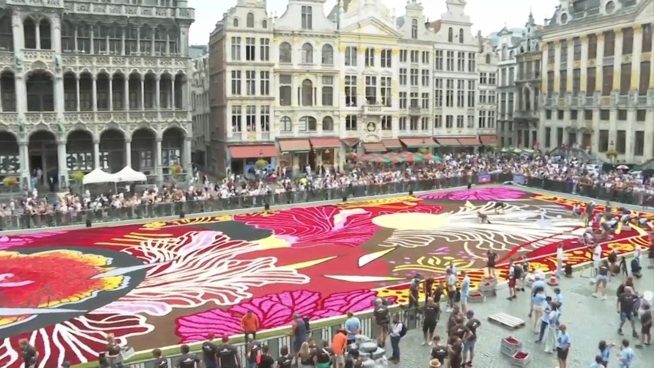 Huge floral display takes over historic site in Brussels