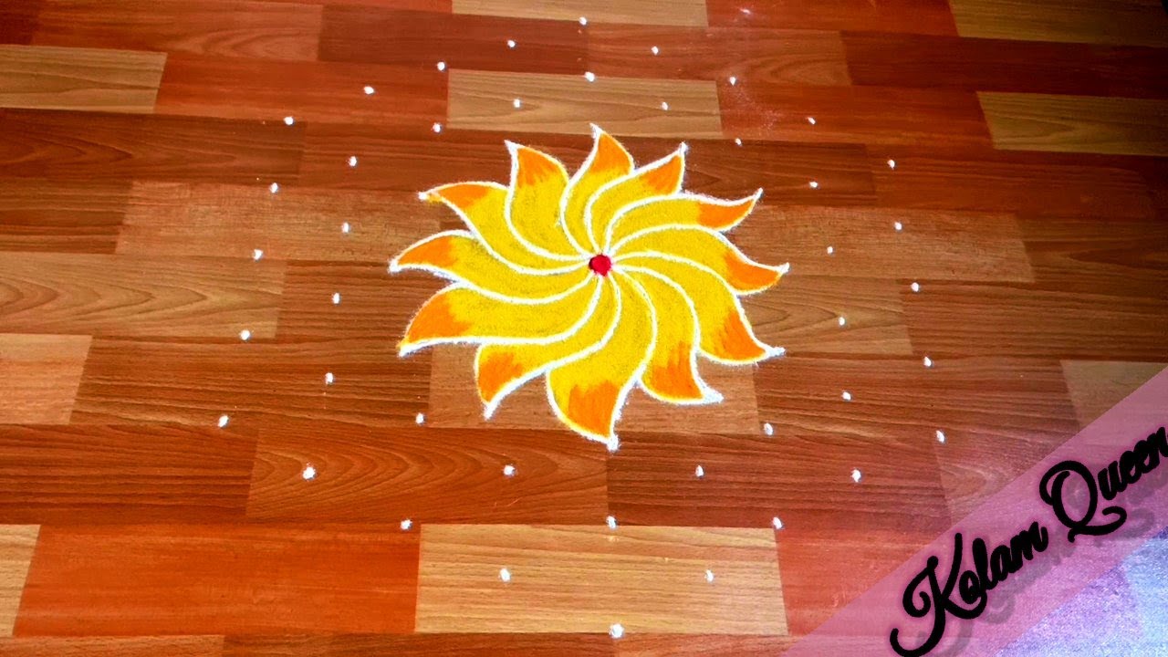Simple Rangoli Designs |9 Dots Vilakku Rangoli Design |Chukkala Muggulu |Kolam 308
