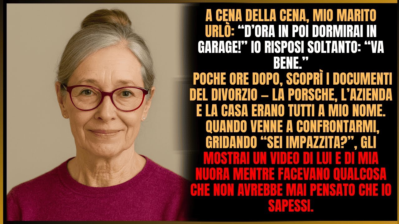 A cena, mio marito gridò: «D’ora in poi dormirai in garage!» Io dissi solo: «Va bene». Poi...