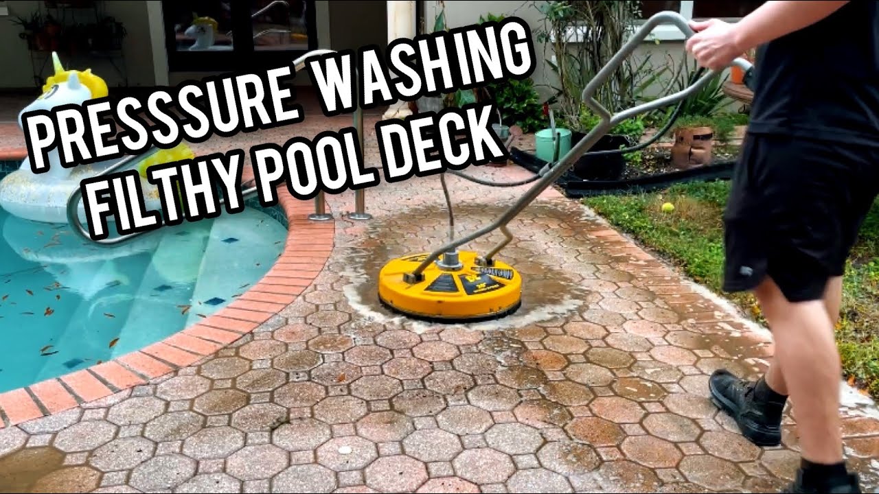 $400 Pressure Washing Filthy Pool Deck Pavers Job Recap