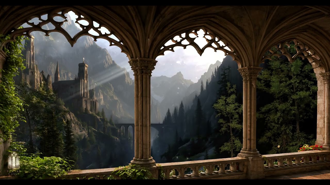4K Window View with Sacred Choir Ambience | Window Projector Forest Ambience