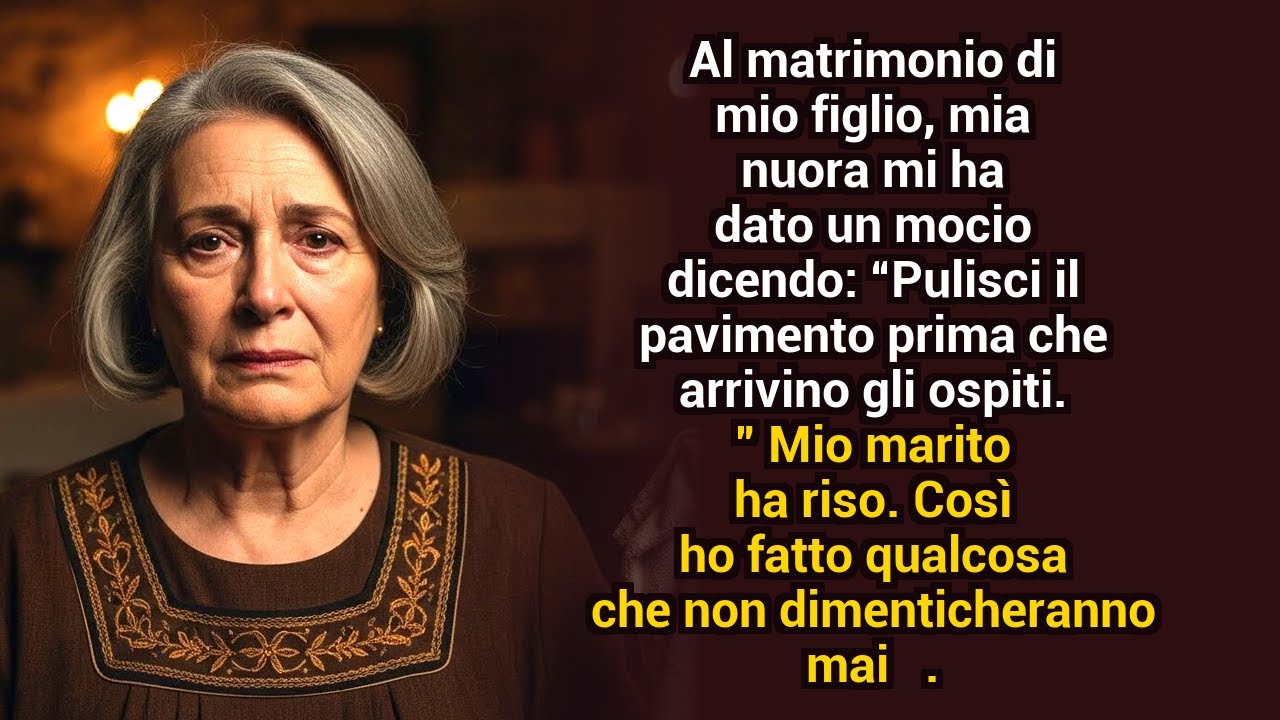 Al matrimonio di mio figlio, mia nuora mi diede uno straccio. Mio marito rise — così feci qualcosa