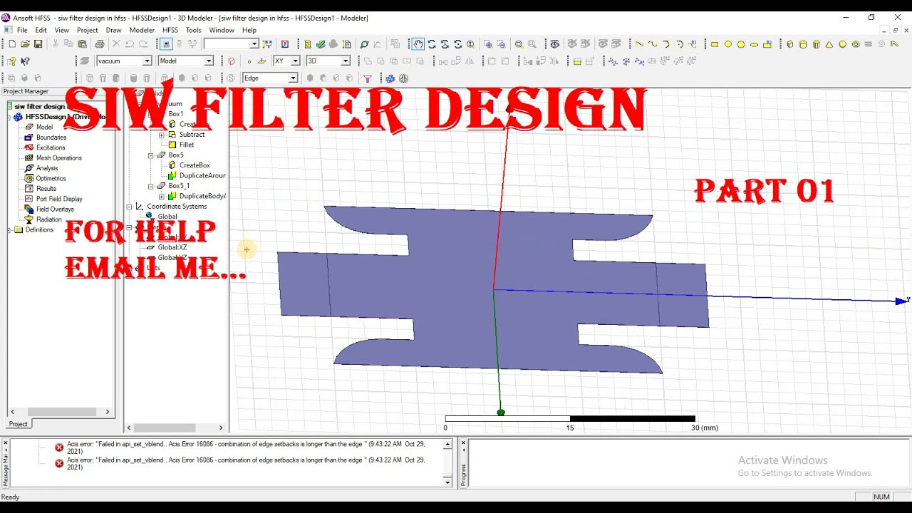 siw lowpass filter bandpass filter design in hfss