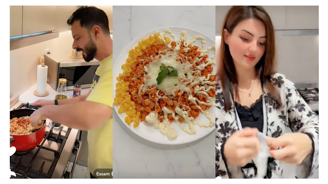 نور وعصام 🥰 جوع آخر ليل  باستا  حاره 🔥🌶😋 وعصومي حضر مع لانش باكس