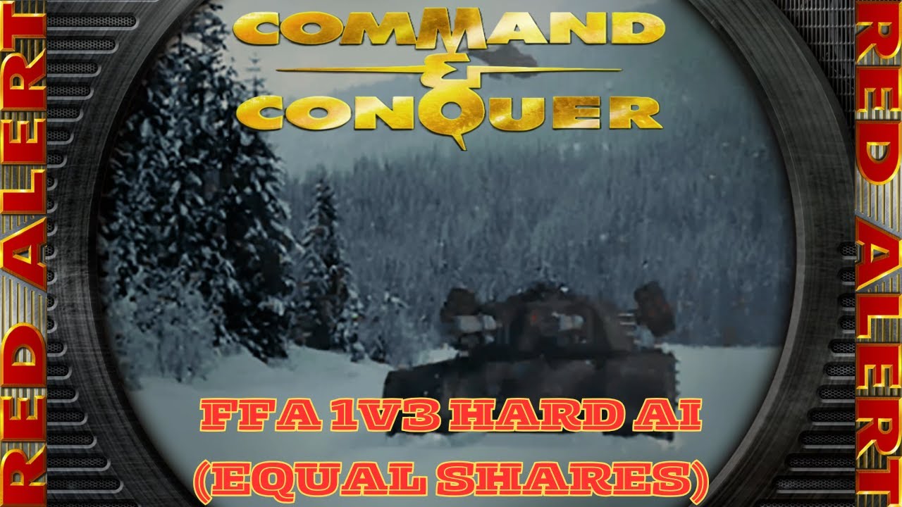 Command And Conquer Red Alert Skirmish FFA 1V3 Hard (Equal Shares) RTS Allied Gameplay PC