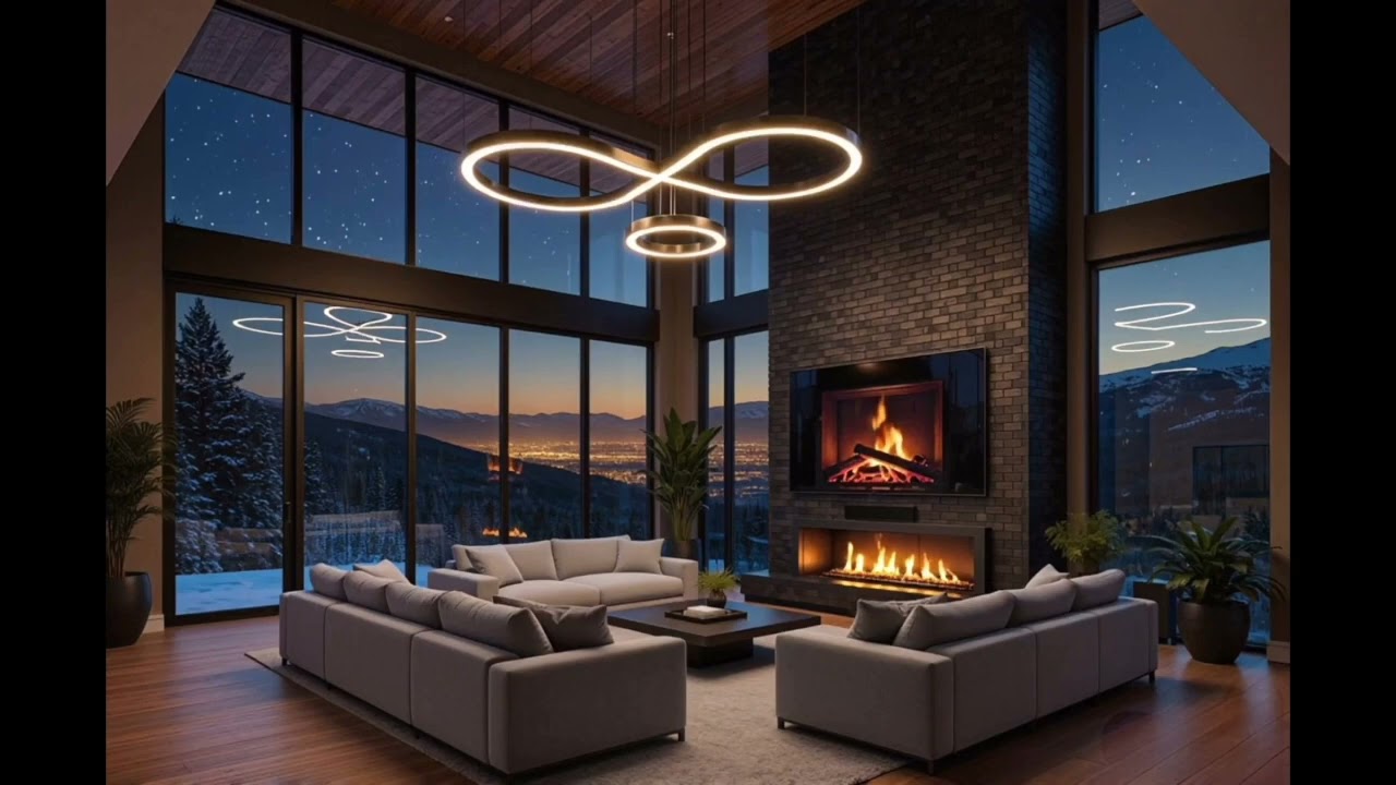 Mountain View with Fireplace Noise | Cozy Ambiance 