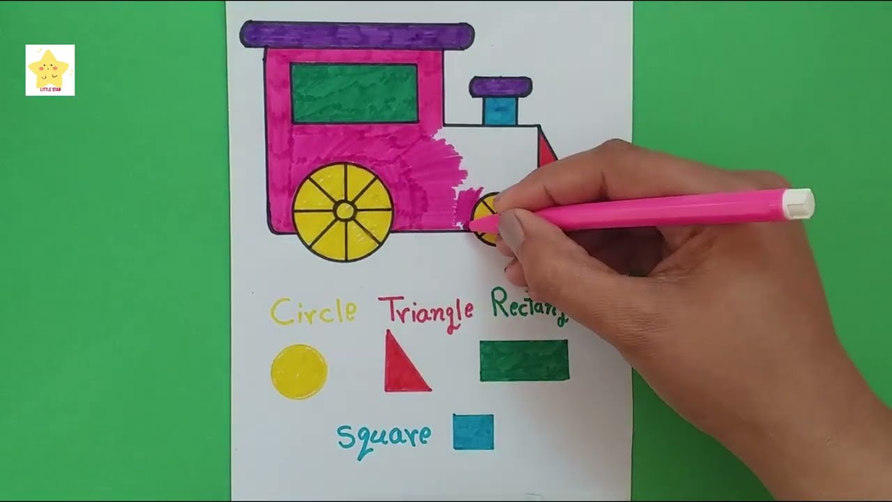 How to Draw a Car with Shapes 🚗📐 | Learn Square, Circle, Triangle | Little Star🌟