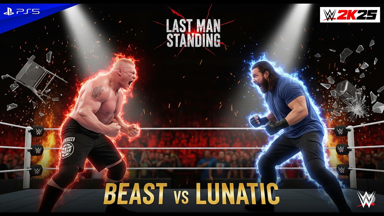 Brock Lesnar vs Jon Moxley | Last Man Standing Match | WWE 2K25 Epic Fight
