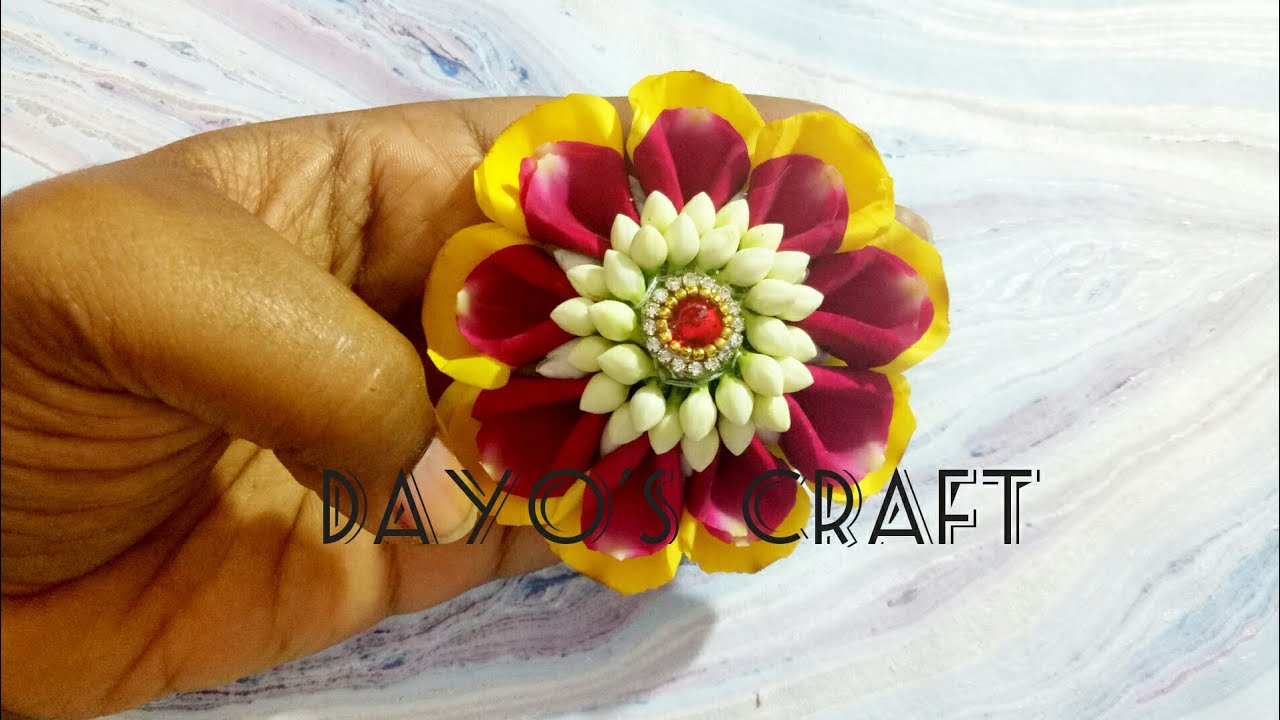 Double colour Bridal Billai with fresh flowers- Bahubali style