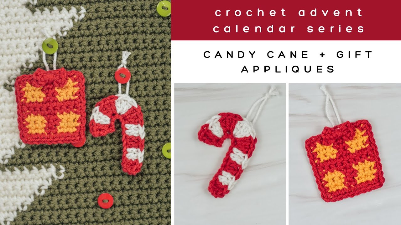Мастер-классы по вязанию крючком конфетных тросточек и аппликаций для подарков — Адвент-календарь...