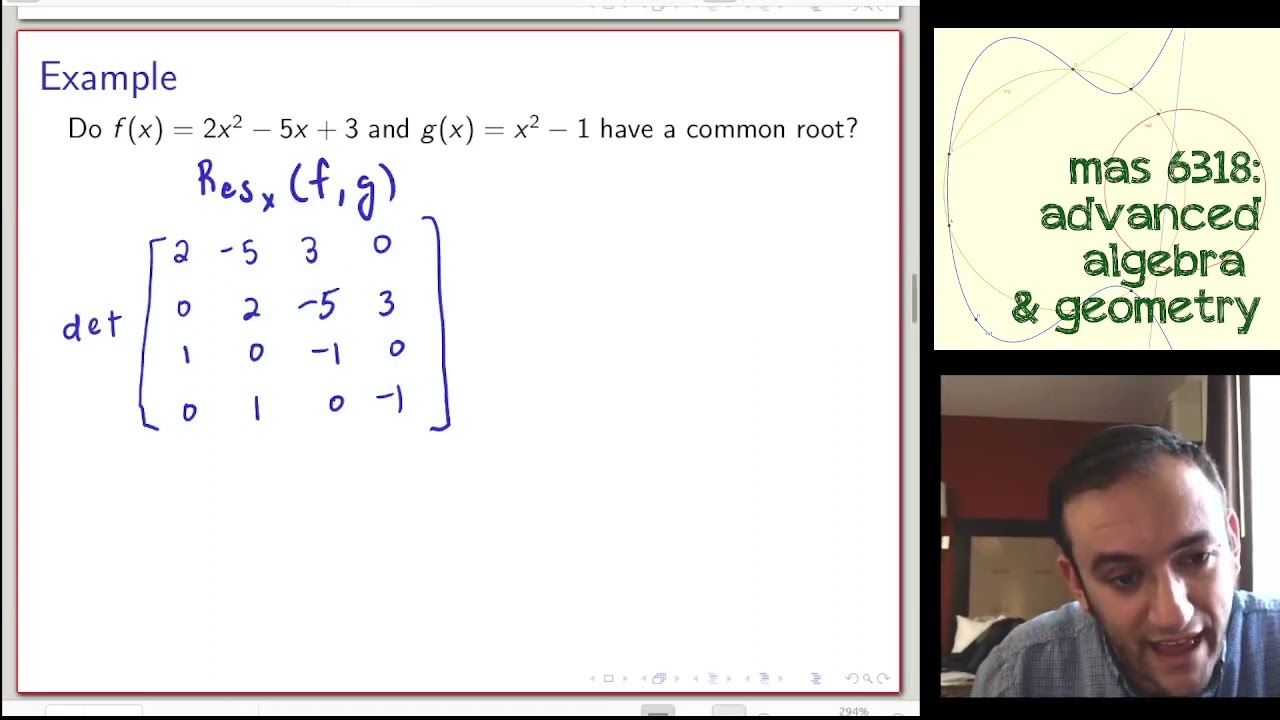 Alg & Geo 12: Intersection Multiplicity by Resultants