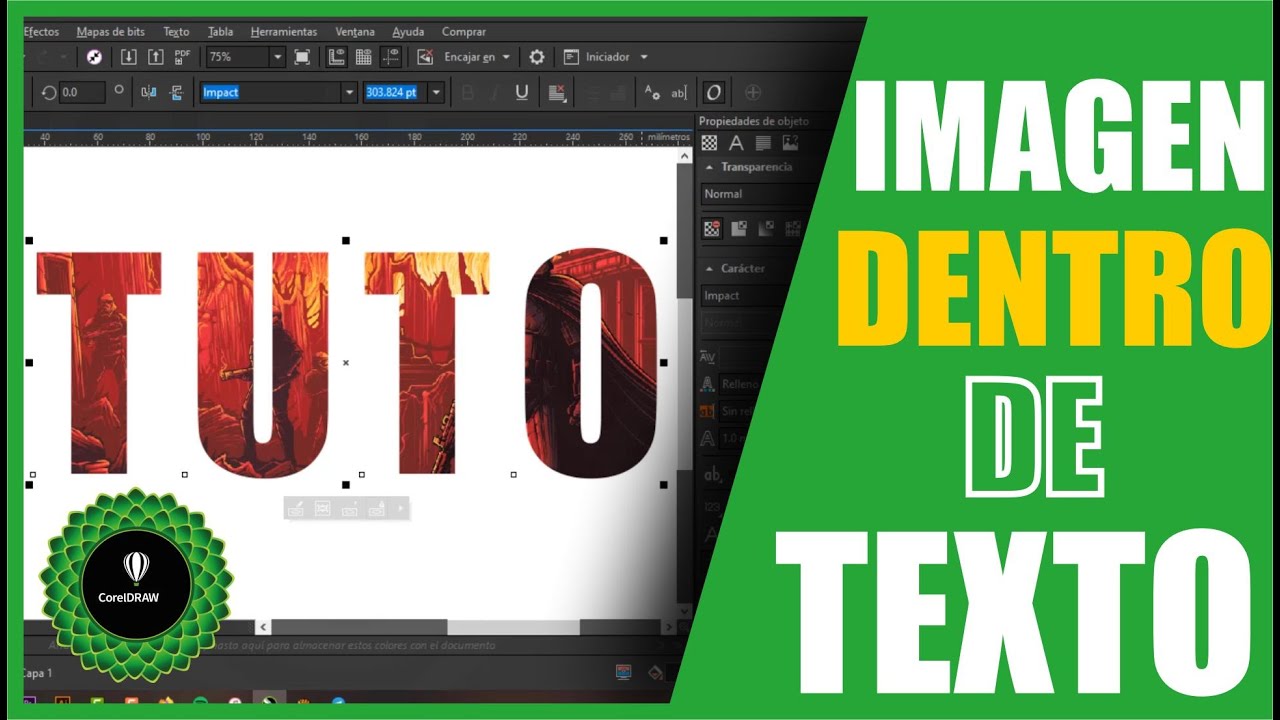 Como COLOCAR una IMAGEN DENTRO de un TEXTO en COREL DRAW