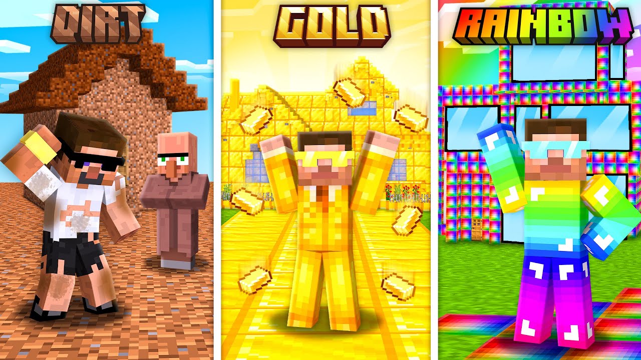 UpGrading My House from Dirt to Rainbow in Minecraft..