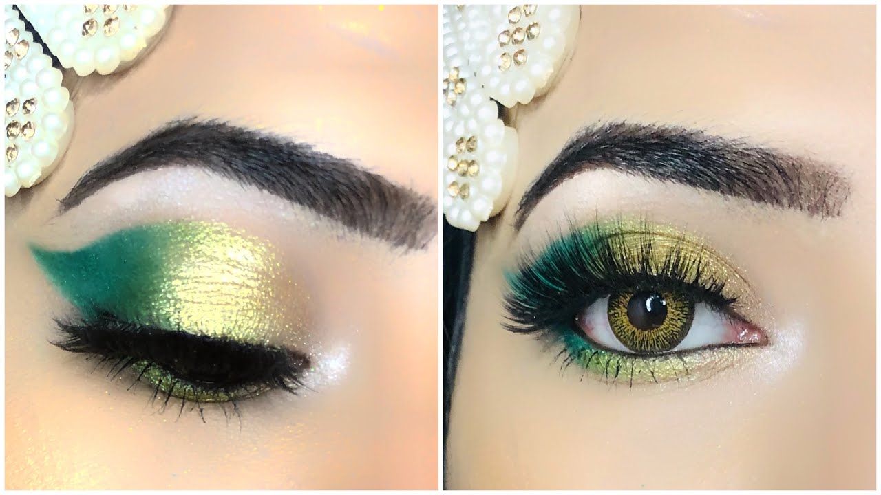 Gold Green Eye Makeup Tutorial || Simple eye Makeup || Party eye Makeup || Zeba Danish