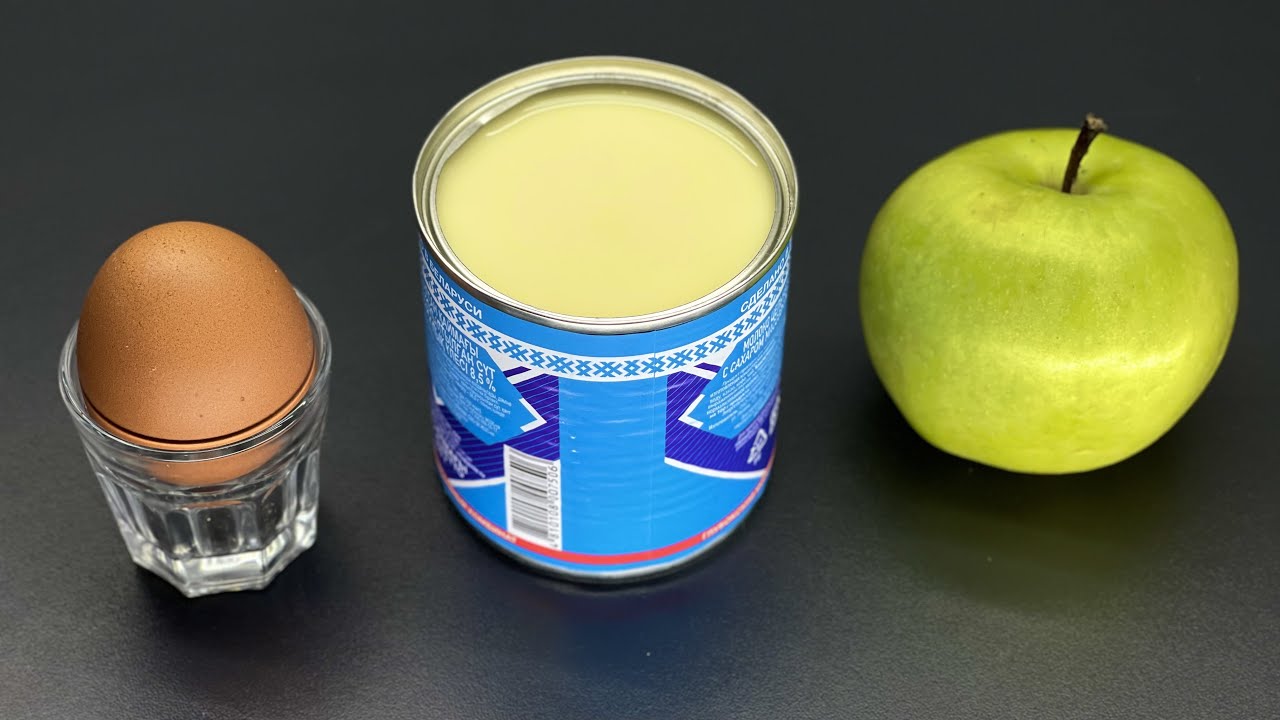 Смешайте сгущенку, яблоки и яйца, и вы будете поражены. Вкусно и быстро