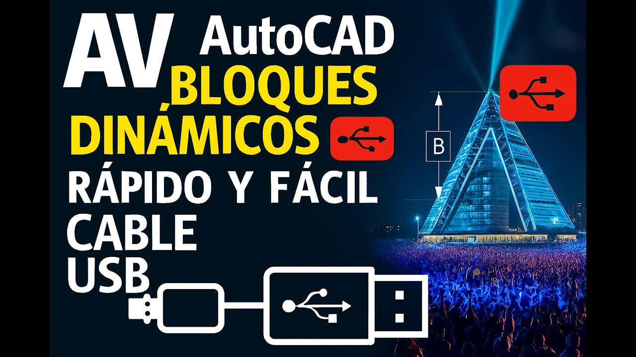 AutoCAD Bloques dinámicos Cable USB para diagramas y esquemas de conexiones