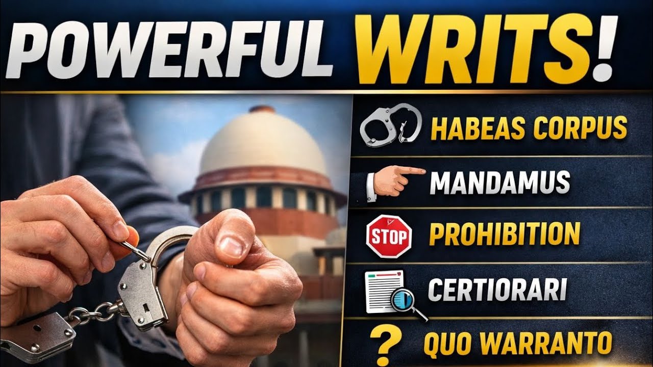 5 Types of Writs. Habeas corpus to Quo Warranto explained. 