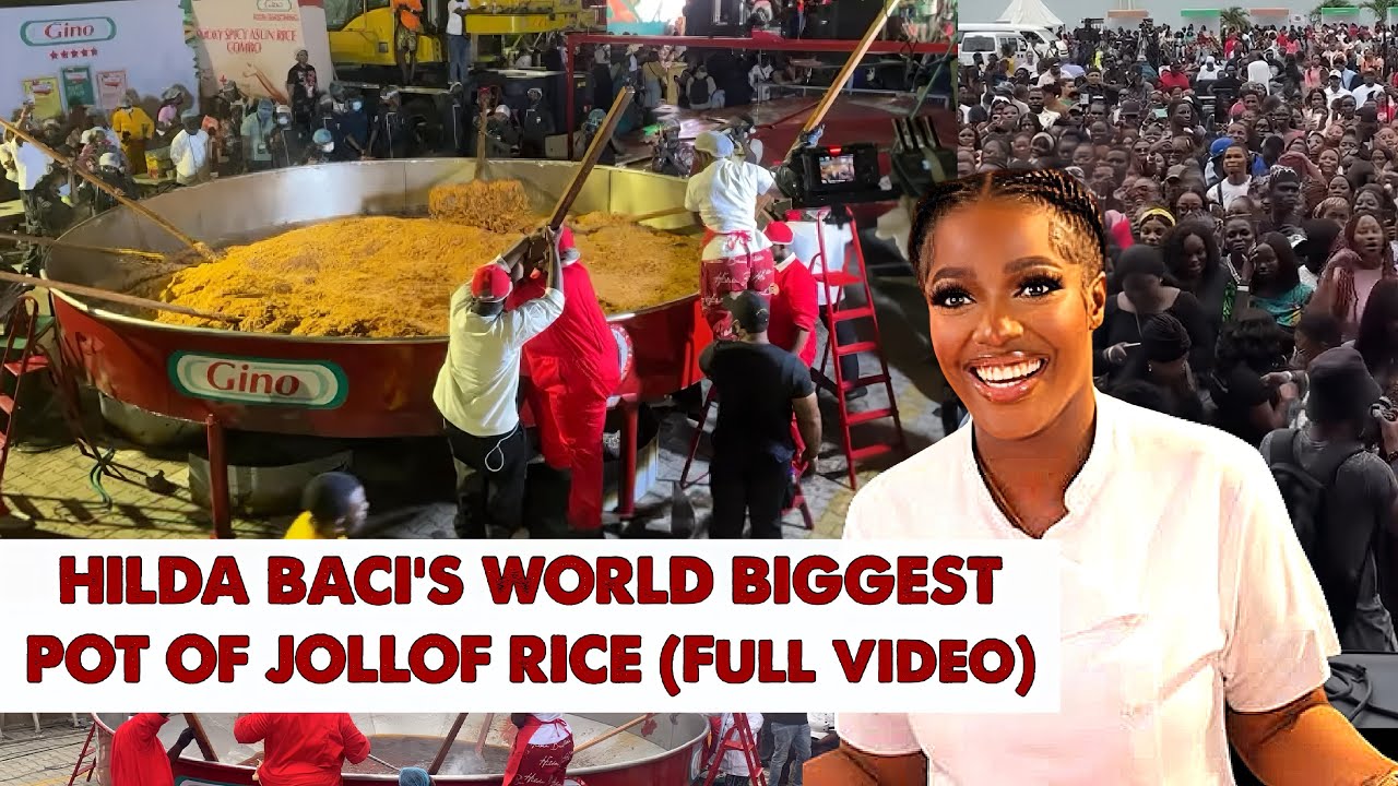 Watch Hilda Baci Biggest Pot Of Jollof Rice Preparation As She Breaks Guinness World Record 