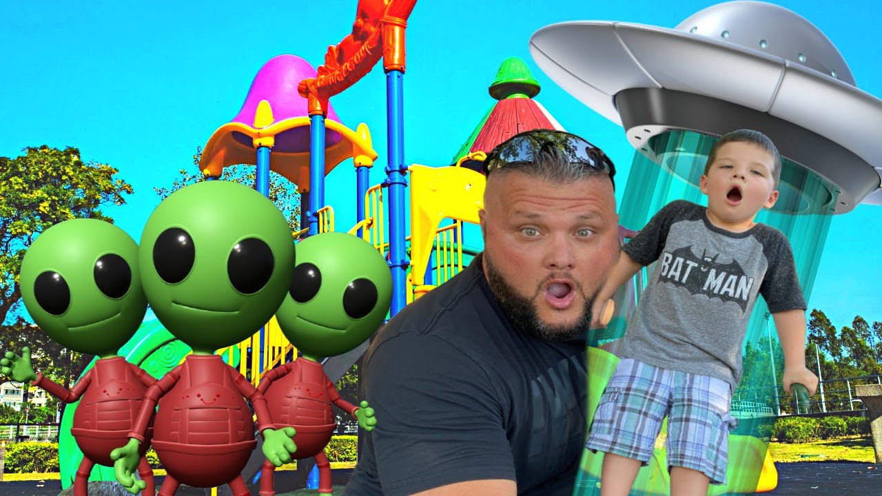 CALEB'S FAVORITE PLAYGROUND PARK!! ALIEN SPACESHIP at the PARK! Hide & Seek PRETEND PLAY with Mom!