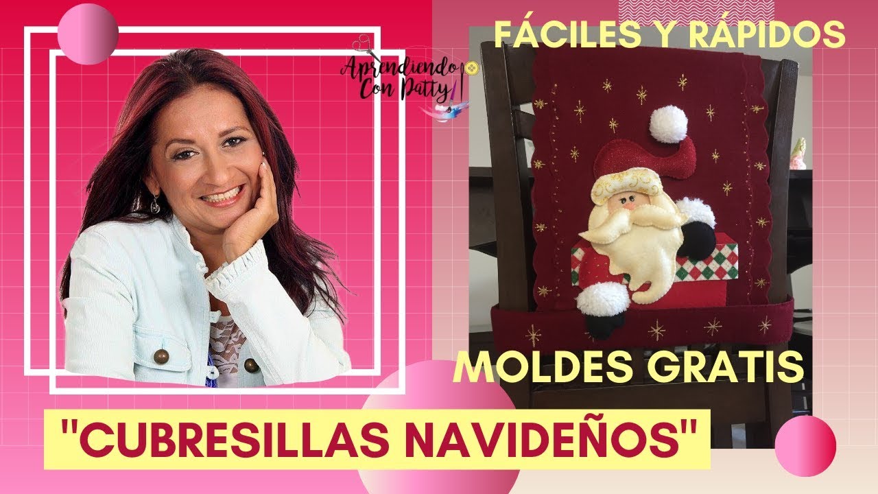 Aprende a HACER un Cubre Sillas🎄 NAVIDE&ntilde;O  &Uacute;NICO y ECON&Oacute;MICO Moldes Papa Noel en Chimenea Patty Arce